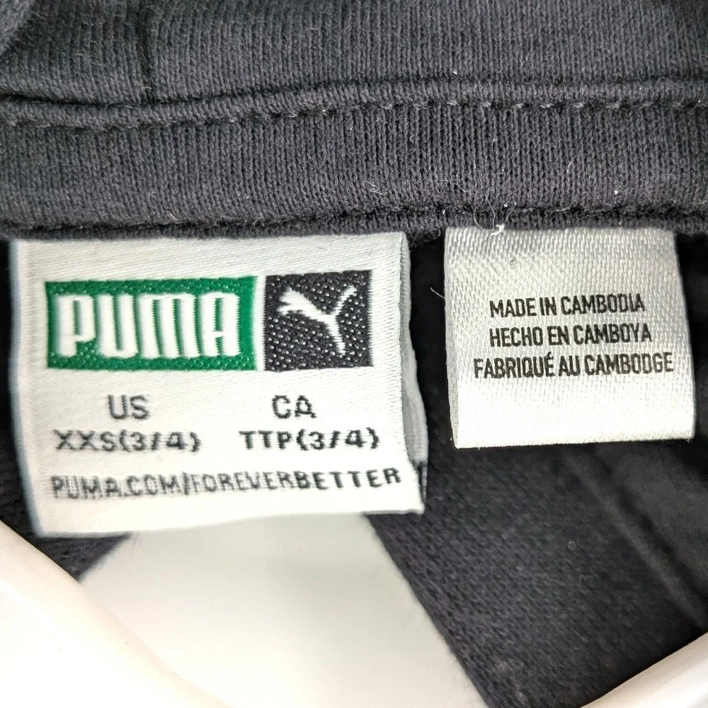 Puma black logo hoodie jogger set youth XXS 3 4 athletic activewear - Picture 3 of 8